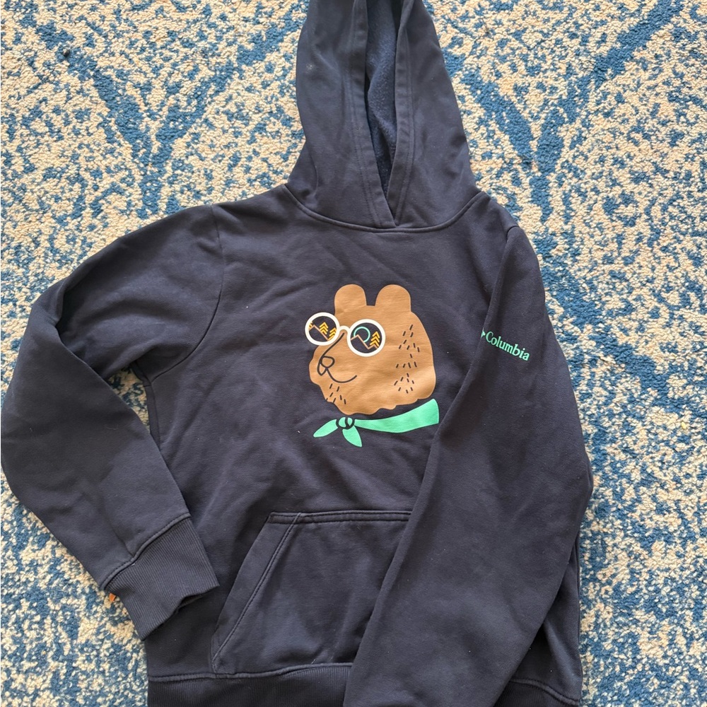 Columbia Navy Hoodie with Cartoon Graphic